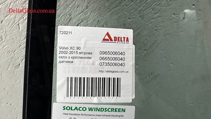 Volvo XC 90 2002-2015 вітрове скло з кріпленням датчика
