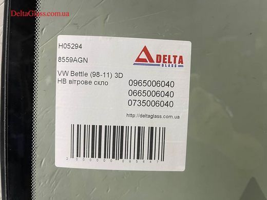 VW Bettle (98-11) 3D HB вітрове скло